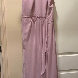 David's Bridal Quartz Pink High Neck Chiffon Dress